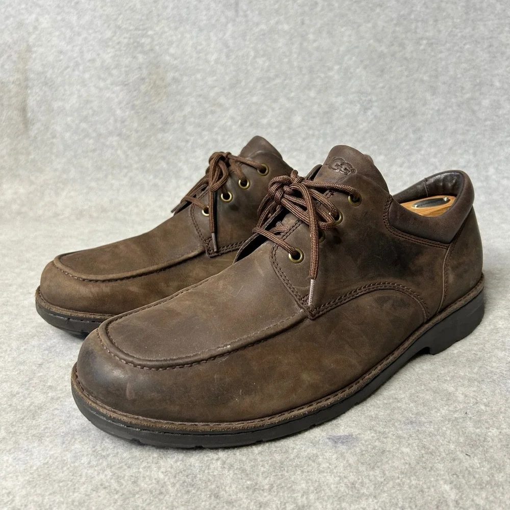 UGG Men's Brown Waterproof Leather Loafers Shoes 14EEE Wide 1009470 EUC Gorpcore